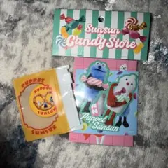 パペットスンスン　ステッカーセット　ポップアップ 缶バッジ