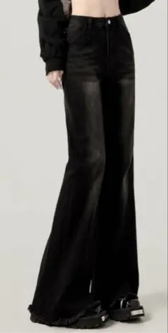 フレアデニムパンツ ブラックのサムネイル