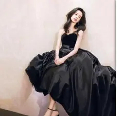 ベロア　前撮り　ドレス　黒　ウェディング　フォト　披露宴　パーティー