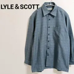 ​【Lyle & Scott】ライル＆スコット長袖シャツ M青系グレンチェック柄のサムネイル