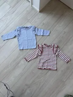 【petit main】フリル長袖Tシャツ2枚セット