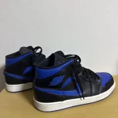 AJ1/エアジョーダン ブラック/ブルー ミッドカットスニーカー 箱無し