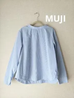 無印良品　長袖シャツ　ストライプ　 バックボタン