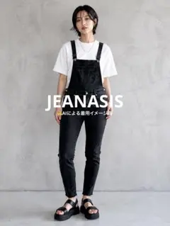 【JEANASIS】ブラック デニムオーバーオール