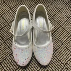 [Aculldo] 白いキラキラのラメシューズ 21.5センチ
