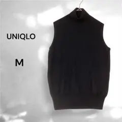 UNIQLO ユニクロ　ウール100% 黒 ノースリーブセーター　M
