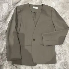 OPAQUE.CLIP ノーカラー カーキ　 テーラードジャケット 40/L