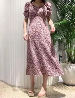 SNIDEL スナイデル パフスリーブ ワンピース ボルドー ワイン春夏秋