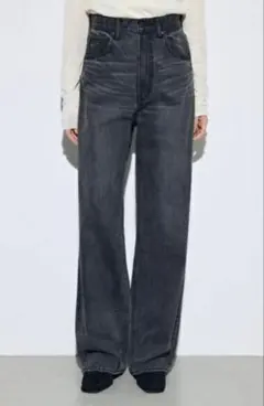 AZUL BY MOUSSY ハイウエストワイドデニム/ブラック/Ｍサイズ