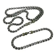 シルバーアクセサリー ネックレス ブレスレットセット スクエアチェーン