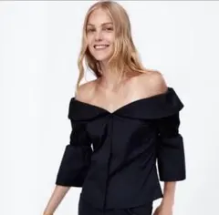 【美品】ZARA ザラ　オフショルダー　ブラウス　黒　M