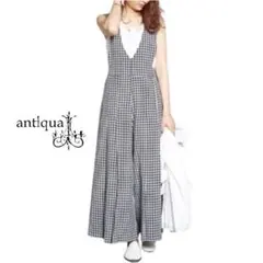 美品人気！antiquaチェック柄タックデザインサロペットフリーサイズmh742