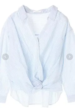 フロントねじりシャツ　ストライプシャツ