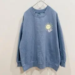 スウェット【XS】 トレーナー ゆったりめ ボヘミアン 裏起毛 ブルー