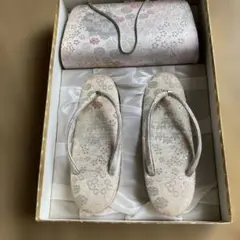 花柄 草履とバッグのセット　約22.5cm