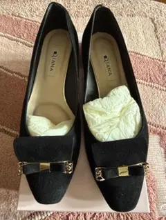 DIANA ダイアナ スエードパンプス ブラック　リボン　24cm