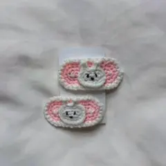 パッチンピン　編み物　毛糸　ハンドメイド　うさぎ　ヘアクリップ