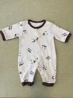 パンダ柄 ワッフルロンパース 長袖 / アプレレクール