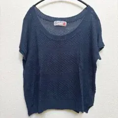 【美品】レディース トップス 透かし編みニット 半袖ニット ロペピクニック