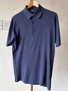 JOHN SMEDLEY スメドレー 濃紺半袖ポロニットシーアイランドコットン