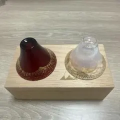 【希少】赤と透明のガラス製お猪口2個セット