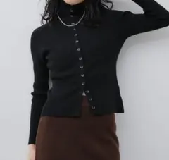 Aunt Marie’s 2wayハイネックリブニット　ブラック