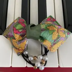 花柄リボンヘアゴム