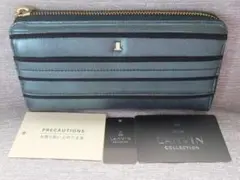 新品■ランバンコレクション■メタリックL字ファスナー牛革リボン長財布￥18700