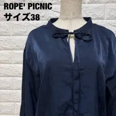 ROPE' PICNIC ネイビー ブラウス サイズ38 キーネック【1401】