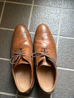 ブラウン レザー ウィングチップ シューズ