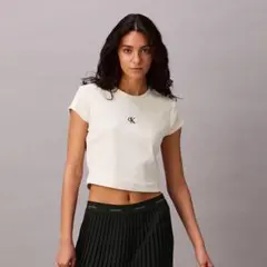 Calvin Klein / クロップドショートスリーブリブTシャツ