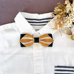 キッズ蝶ネクタイ　黒×マスタードイエロー　卒園　入学式　七五三　結婚式