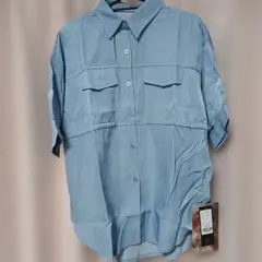 ⭐新品⭐ABITOKYO ウエストドロスト 半袖シャツブルー Fのサムネイル