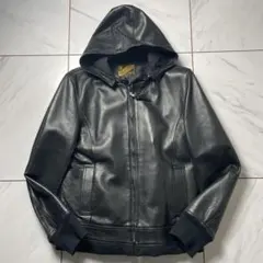 Y'2 Leather ステアハイド レザーパーカー 脱着フード ブラック 42