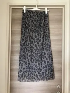 Samansa Mos2 blue ヒョウ柄ラメ入りロングスカート