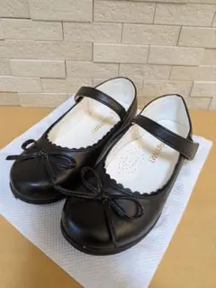 ブラックフォーマルシューズ リボン付き19cm