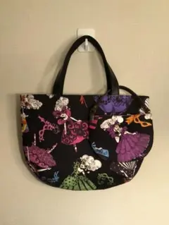 ロラライハリス☆仮面レディ☆マスカレード総柄☆ぷっくりバッグ&ミニぶら下げポーチ