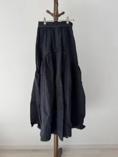 MAISONSPECIAL メゾンスペシャル ナイロンフレアロングスカート 黒