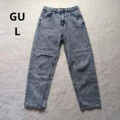 GUケミカルウォッシュデニムパンツ ストレッチカジュアルコーデ