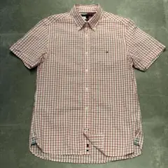 TOMMY HILFIGER 半袖シャツ ピンクチェック柄 スリムフィット Sのサムネイル
