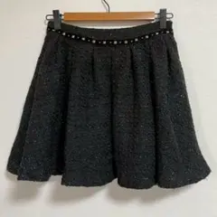 Dazzlin' ラメツイードミニスカート　フレアスカート　ブラック　M