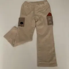 familiar ベージュ 家のモチーフと刺繍付き　厚地パンツ　110