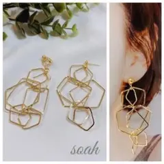 225＊人気☆不規則7連ゴールドフープのピアス