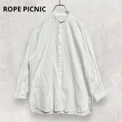 ロペピクニック 綿100% フリルスタンドカラーシャツ 38/M 白 フェミニン