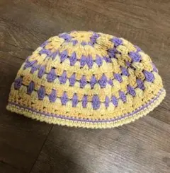 イエローとパープルのバケットハット