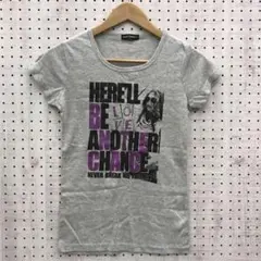 00’s Y2K 古着 英字 フォトグラフィック ラメプリント杢 半袖Tシャツ