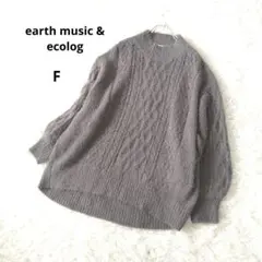 earth music & ecolog グレー シャギー　長袖ニット 　F