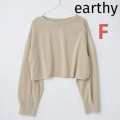 【タグ付未使用】earthyシアークロップドロンT カットソー ベージュ