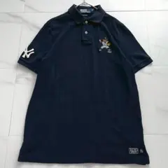 【極美品/希少】ポロラルフローレン×ヤンキース ポロシャツ ポロベア 紺 M相当