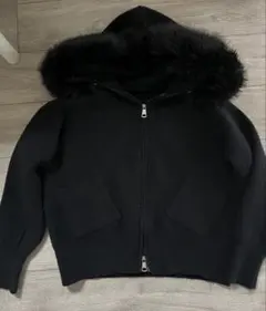 SHEIN ファーカラー付きジップアップニットカーディガン